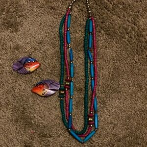 Tropical style necklace and earrings